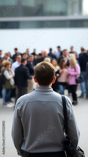 Generative AI visualizing a lone individual amidst a crowd facing forward