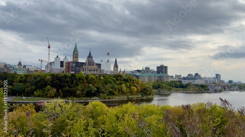 City scape above a river