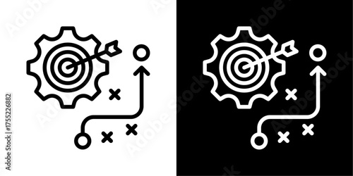 Strategy  Icon Of Line Black And White Style Vector Illustration 
