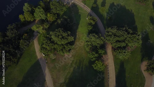 Smooth Aerial Reveal Over Lady Bird Lake Toward Downtown ATX