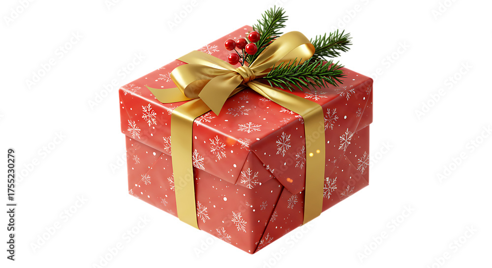 Fototapeta premium red christmas gift box isolated transparent background