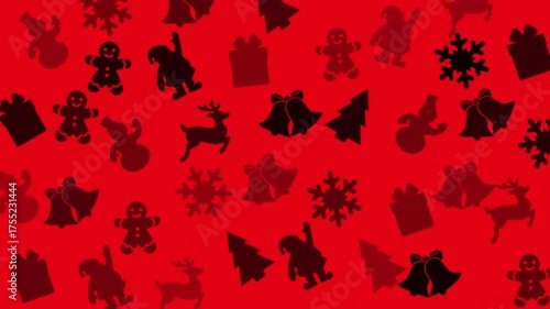 Red background with christmas icon silhouettes  perfect for holiday design projects, greeting cards, social media posts, and festive decorations.