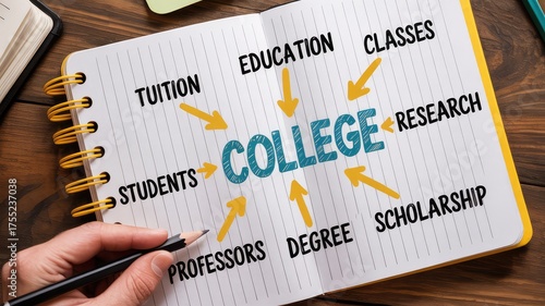 Explore college success planning with tuition, education, and scholarship options in a modern, helpful diagram