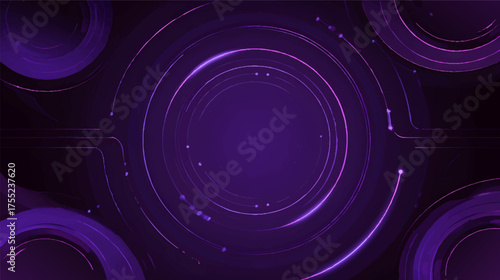 A modern abstract background featuring purple tones, circular shapes, and glowing lines, creating a futuristic and dynamic feel