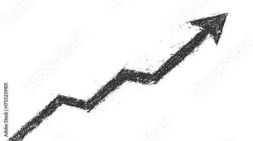 A red sketched upward arrow with zigzag lines, symbolizing growth or increase