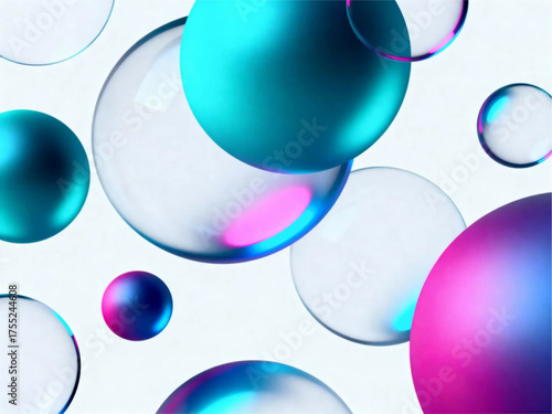 Vibrant Orbs Suspended in Air, Shimmering with Iridescent Colors, Captured from a Direct Viewpoint