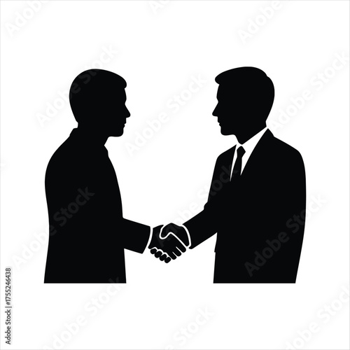 Handshake negotiation vector silhouette outline logo design concept illustration