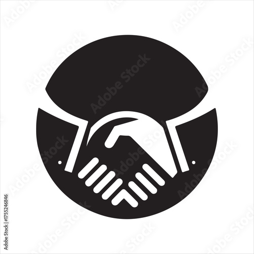 Handshake negotiation vector silhouette outline logo design concept illustration