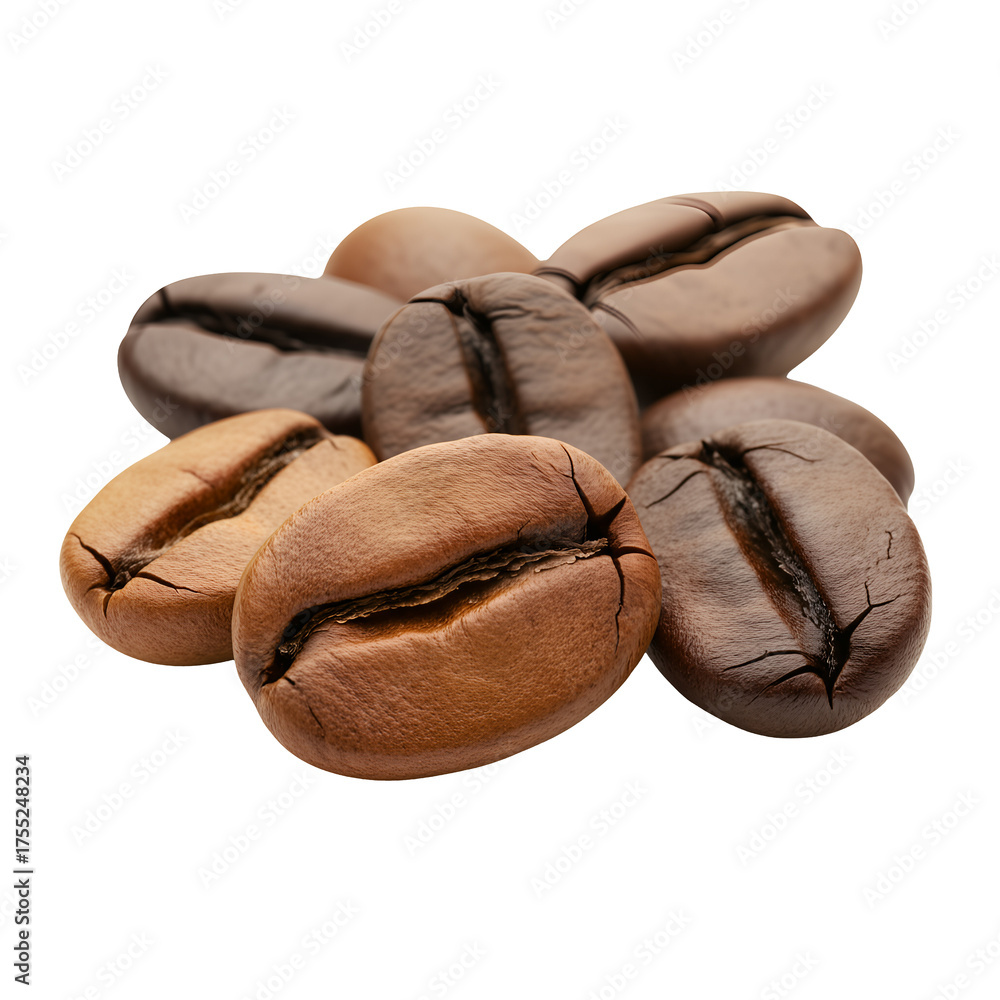 Obraz premium Isolated Coffee Beans on Transparent PNG Background for Food, Beverage, and Graphic Design Projects