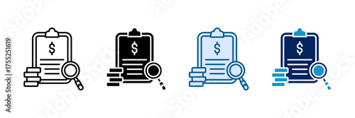 Financial Audit Icon Set Multiple Style Collection