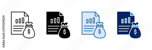 Revenue Report Icon Set Multiple Style Collection