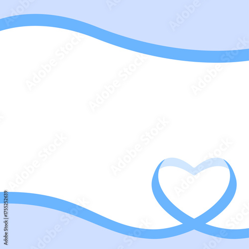 ハート型のリボンのデコレーションフレーム、正方形サイズ