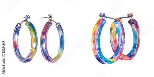 hoop earrings watercolor vector illustration