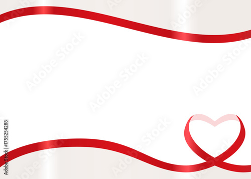 ハート型のリボンのデコレーションフレーム