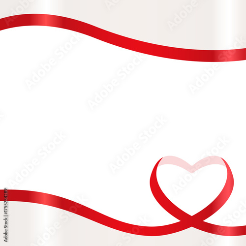 ハート型のリボンのデコレーションフレーム、正方形サイズ