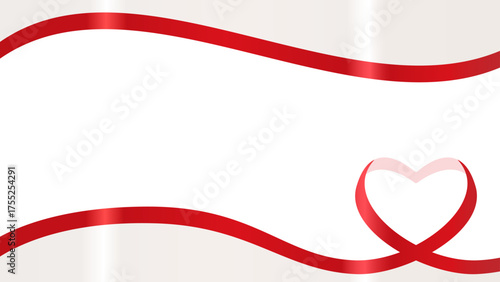 ハート型のリボンのデコレーションフレーム、16:9サイズ