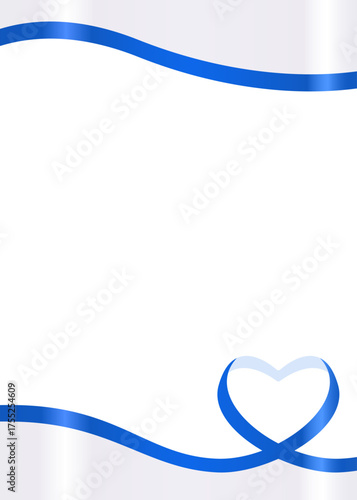 ハート型のリボンのデコレーションフレーム、縦向き