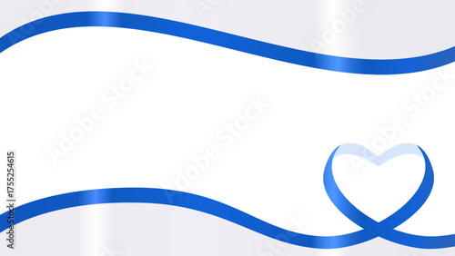 ハート型のリボンのデコレーションフレーム、16:9サイズ