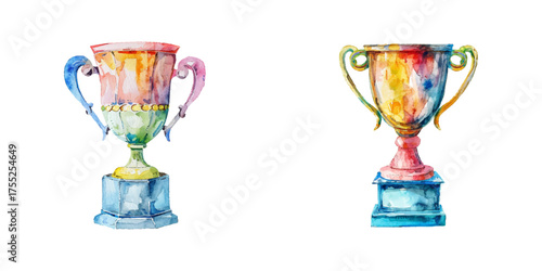 trophy watercolor vector illustration