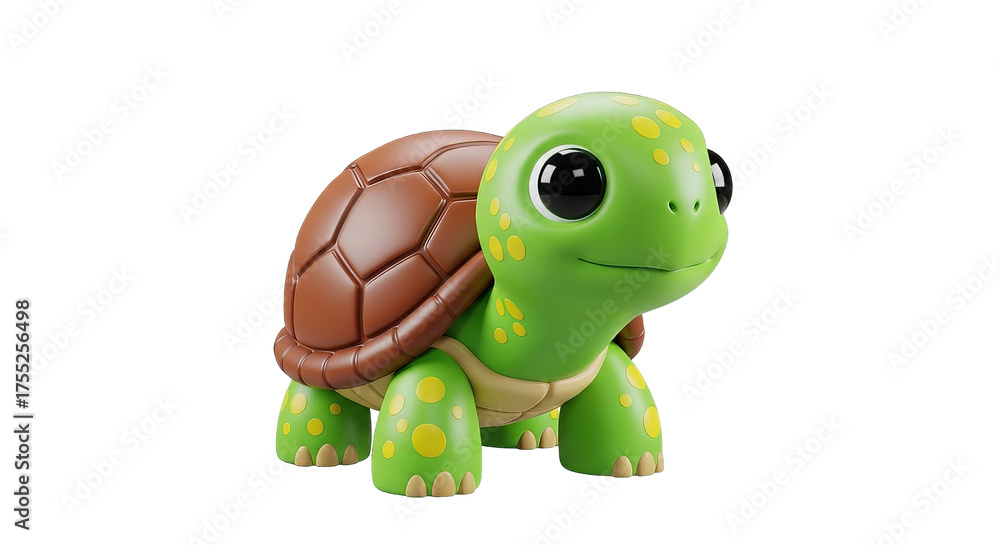Fototapeta premium Cute cartoon turtle toy isolated on transparent background