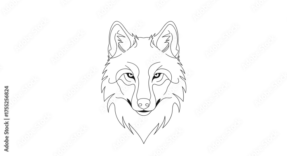 Fototapeta premium Vector art of detailed wolf head illustration with sharp features