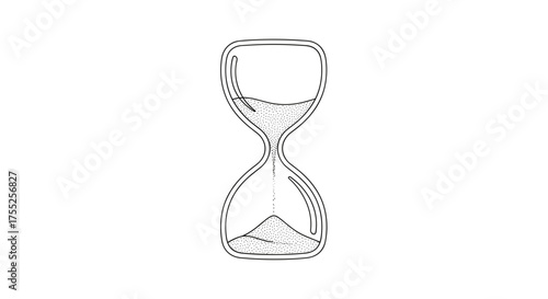 Vector art of detailed hourglass illustration with flowing sand grains