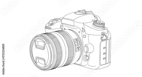 Illustration of a digital camera with lens