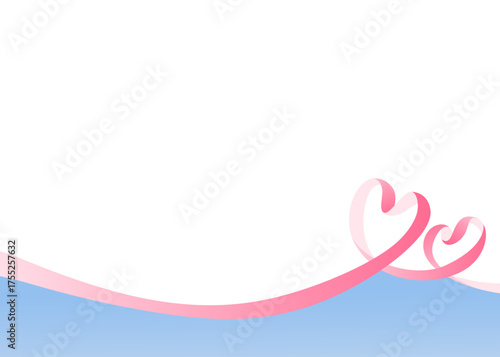 ハート型のリボンのデコレーションフレーム