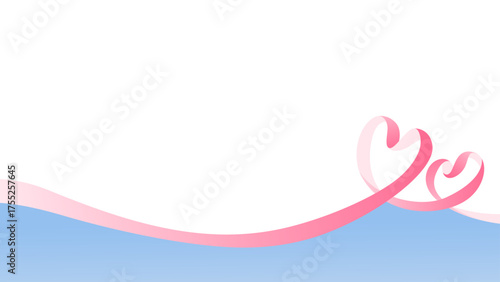 ハート型のリボンのデコレーションフレーム、16:9サイズ