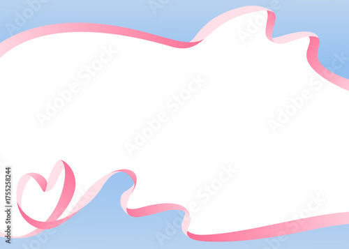 ハート型のリボンのデコレーションフレーム