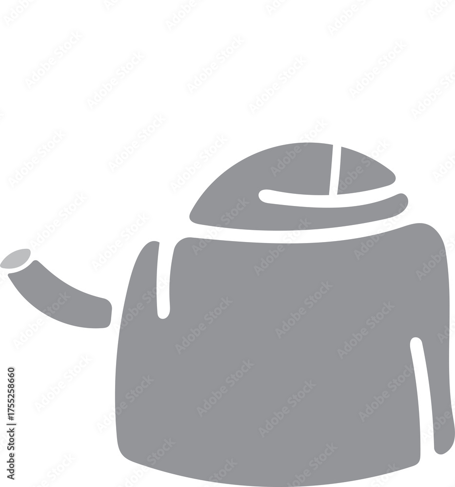 Obraz premium Simple Gray Teapot Graphic Element For Camping And Outdoor Activities Representing Warm Beverages And Kitchenware On Transparent Background