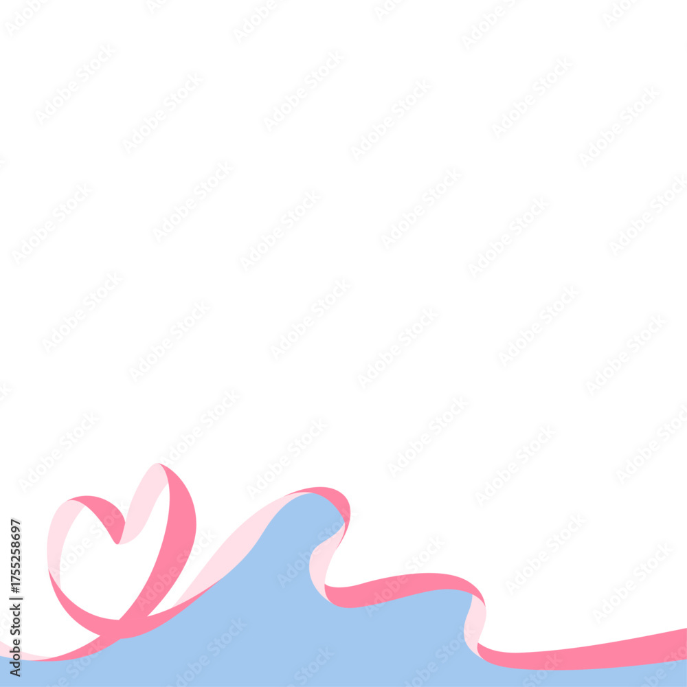 Obraz premium ハート型のリボンのデコレーションフレーム、正方形サイズ