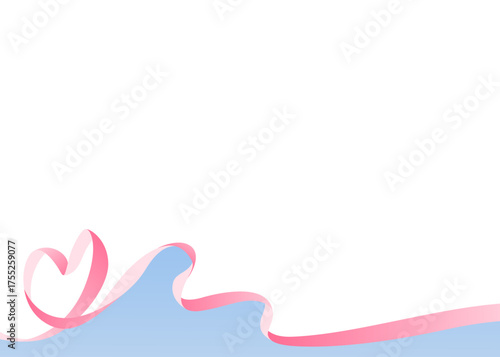 ハート型のリボンのデコレーションフレーム