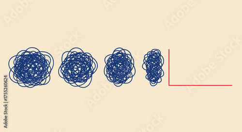 Complexity versus simplicity concept visualized by entangled lines with space