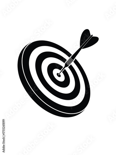 Dartboard with dart in the bullseye representing success and accuracy