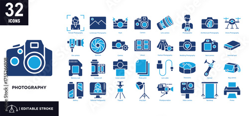 Photography mixed color icon set