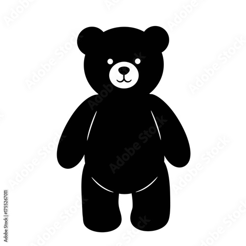 Charming black teddy bear silhouette cute classic toy icon for children's designs