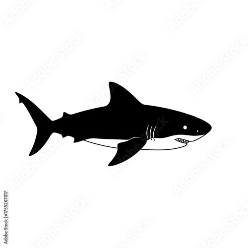 Bold silhouette of a great white shark swimming majestic oceanic predator design