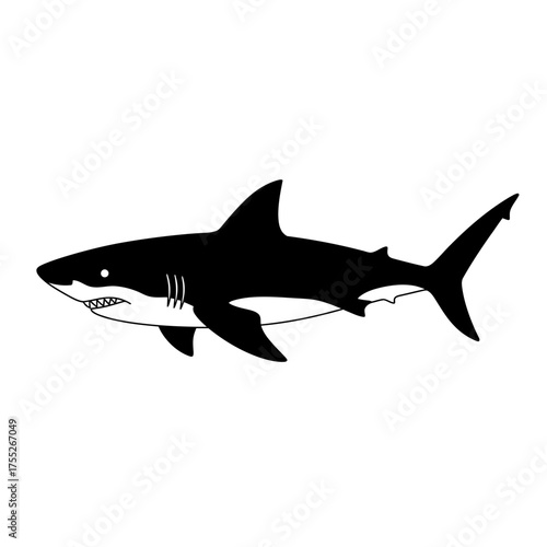Bold silhouette of a great white shark in silhouette style majestic ocean predator aquatic wildlife