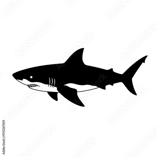 Silhouette of a great white shark swimming gracefully through the ocean depths predatory marine animal