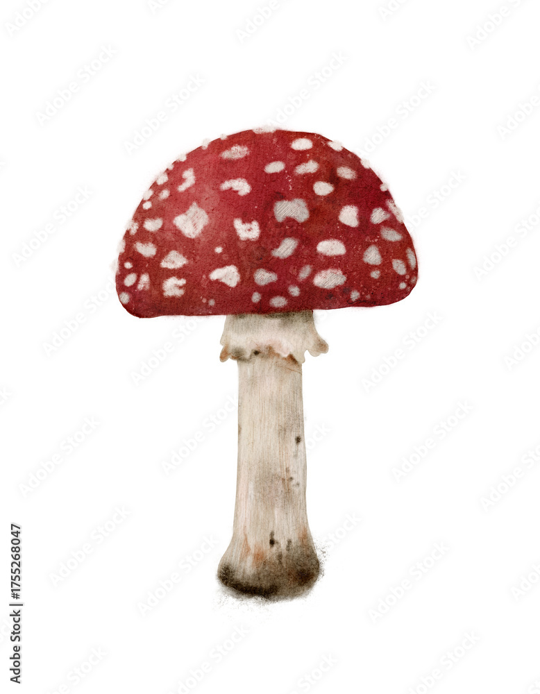 Obraz premium Vibrant Red Mushroom with Distinct White Spots A Beautiful Piece of Natures Artwork