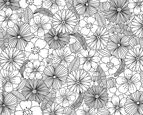 モノクロの花柄総柄