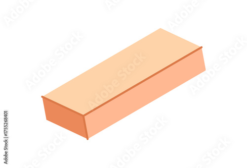 Wooden Jenga block in flat style. Single wooden block for skill and play activities. Boardgame piece designed for tabletop fun, family games, and entertainment concepts.
