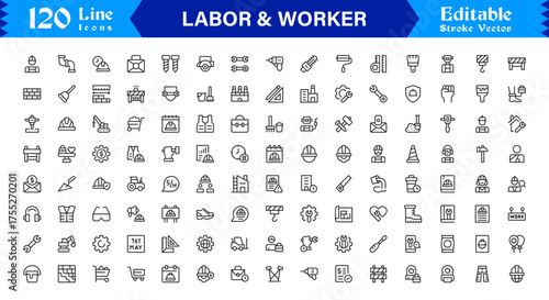 Labor And Workforce Symbols Minimal Line Icon Pack of Unique, Editable Vector Illustrations