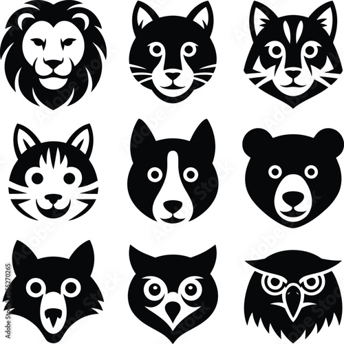 Animal faces silhouette Bundle lion bear