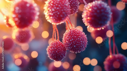 Wallpaper Mural Close up of decorative red pom poms with blurred bokeh background Torontodigital.ca