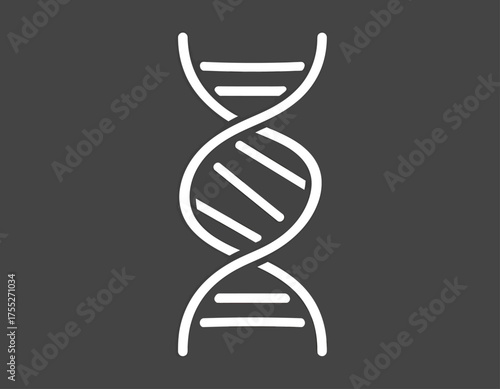 A white outline of a DNA helix structure on a dark gray background