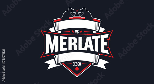 Arm Wrestling Competition Logo with Merlate Text and Red Accents.