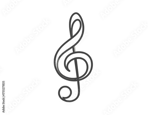 A simple, stylized outline of a musical treble clef symbol with a dark gray stroke and a white background