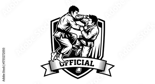 Dynamic Martial Arts Combatants in Action Logo Design.